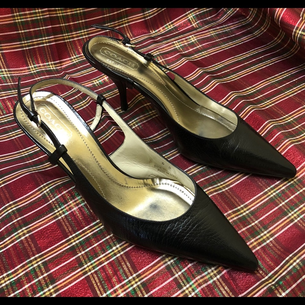 Coach black slingback heels